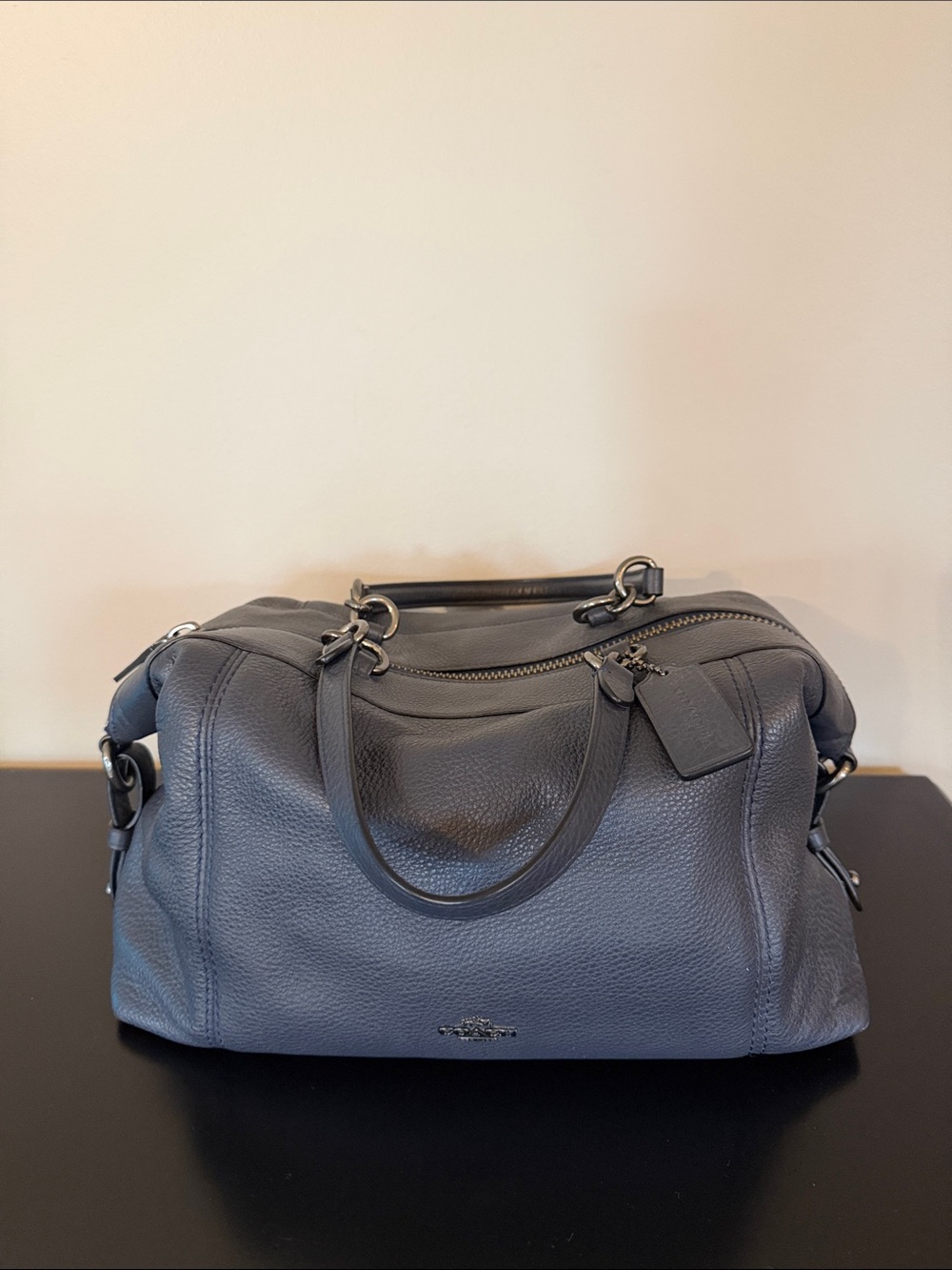 Coach Pebbled Leather Duffel - Slate Gray